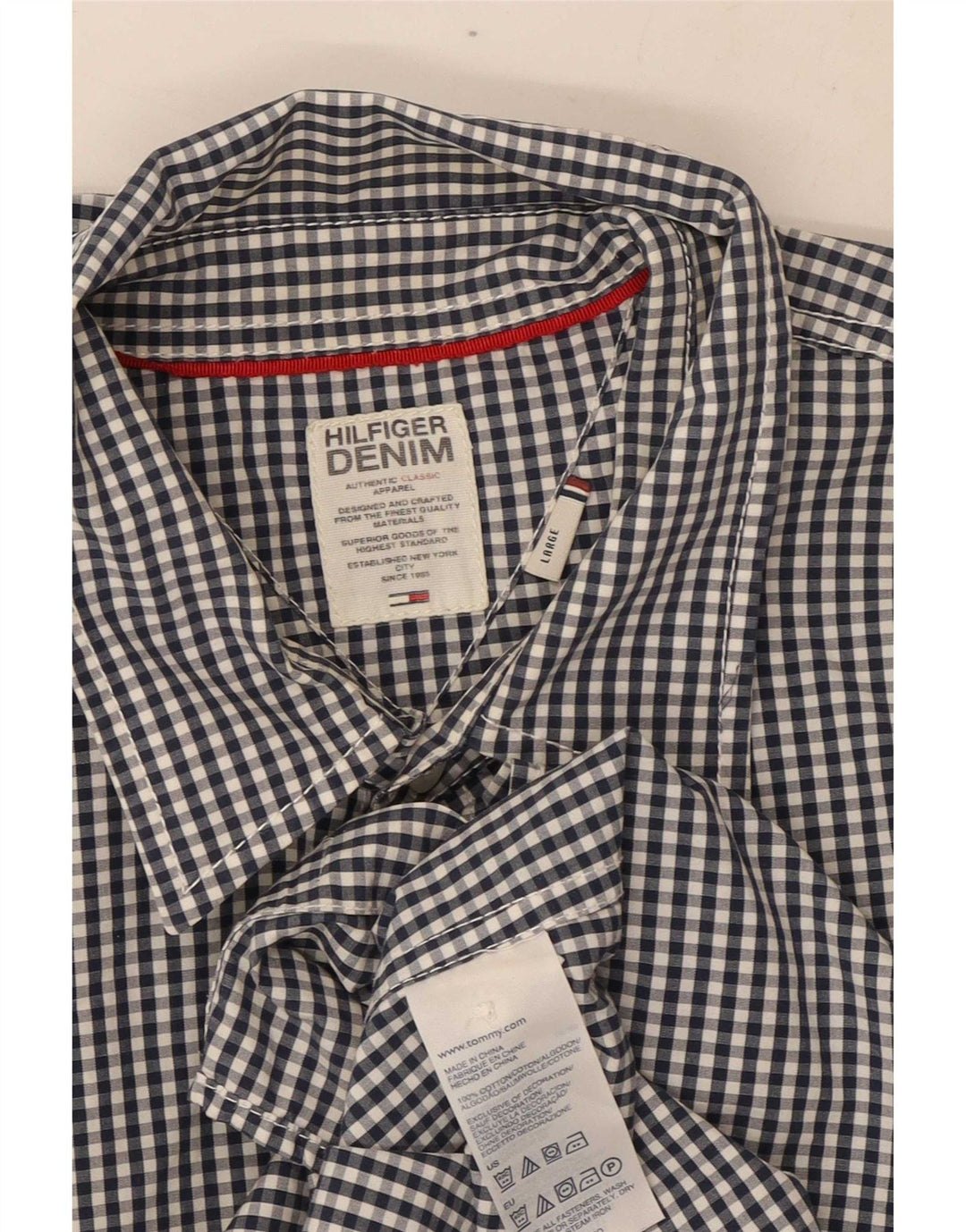 Camicia da uomo Tommy Hilfiger grande in cotone a quadretti blu navy