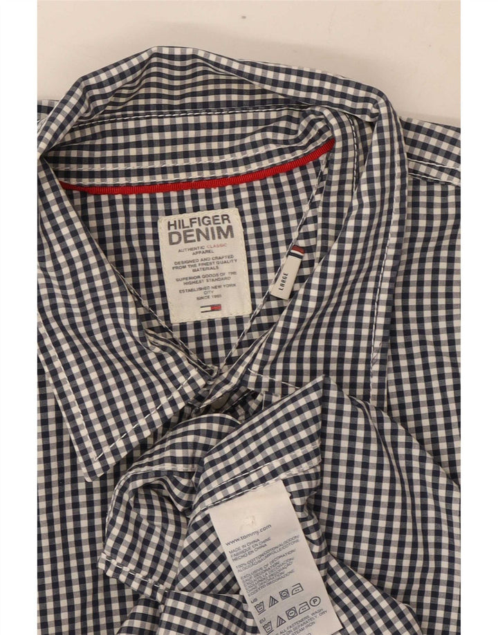 Camicia da uomo Tommy Hilfiger grande in cotone a quadretti blu navy