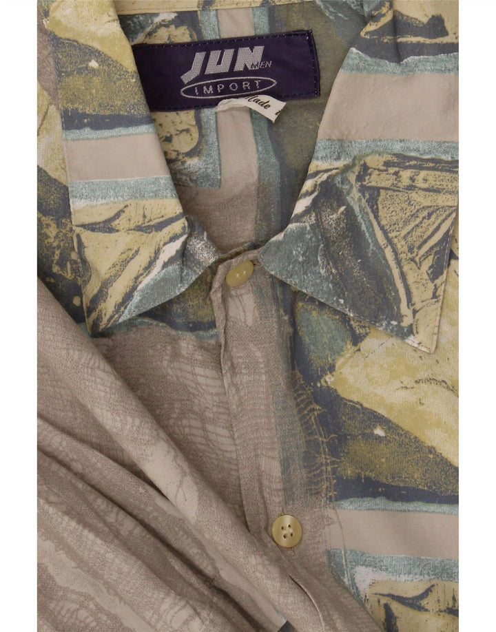 VINTAGE Mens Short Sleeve Shirt Large Grey Argyle/Diamond Vintage Vintage and Second-Hand Vintage from Messina Hembry 