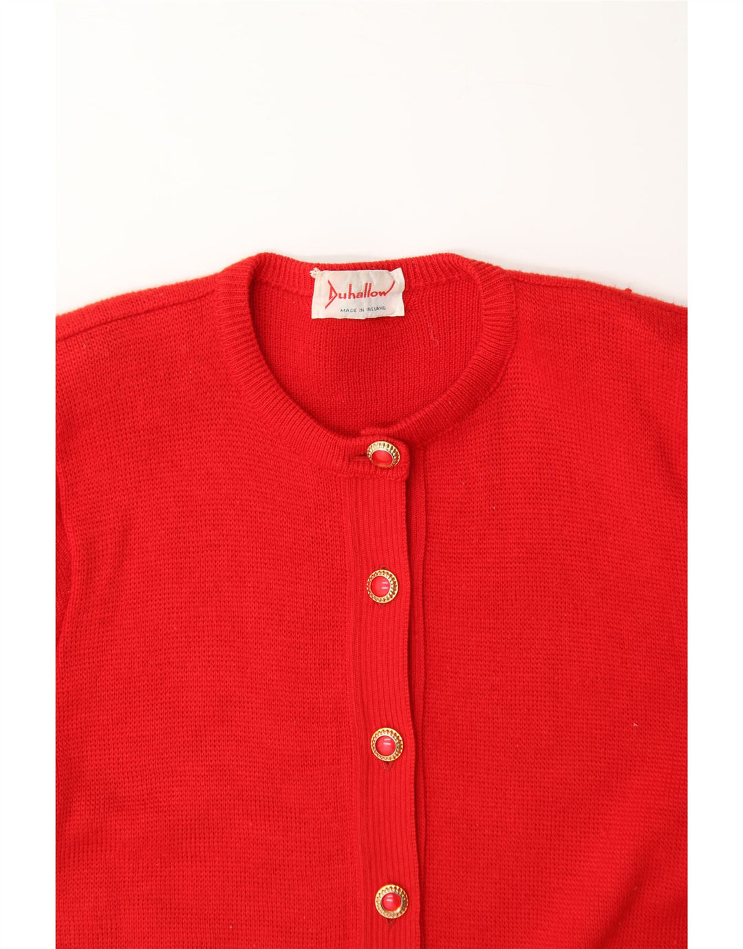 DUHALLOW Womens Cardigan Sweater UK 12 Medium Red Acrylic Vintage Duhallow and Second-Hand Duhallow from Messina Hembry 