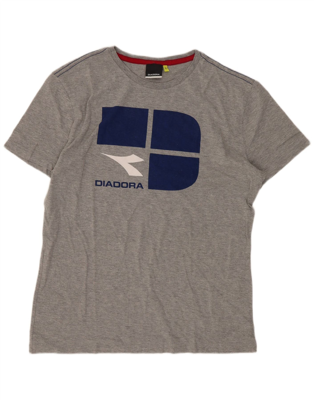 T-shirt grafica da uomo Diadora Top Large in cotone grigio