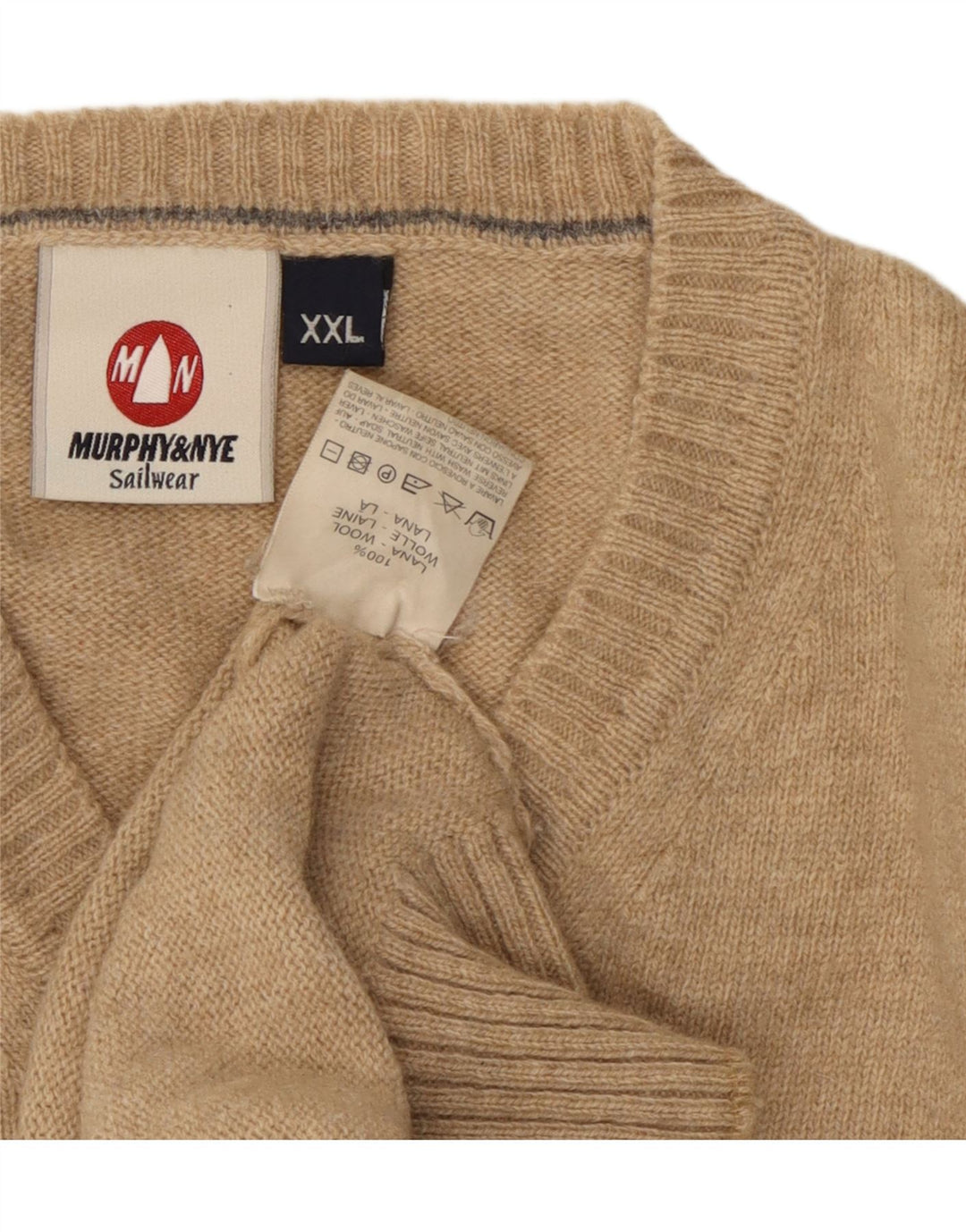 Maglione da uomo con scollo a V Murphy & Nye 2XL Lana beige