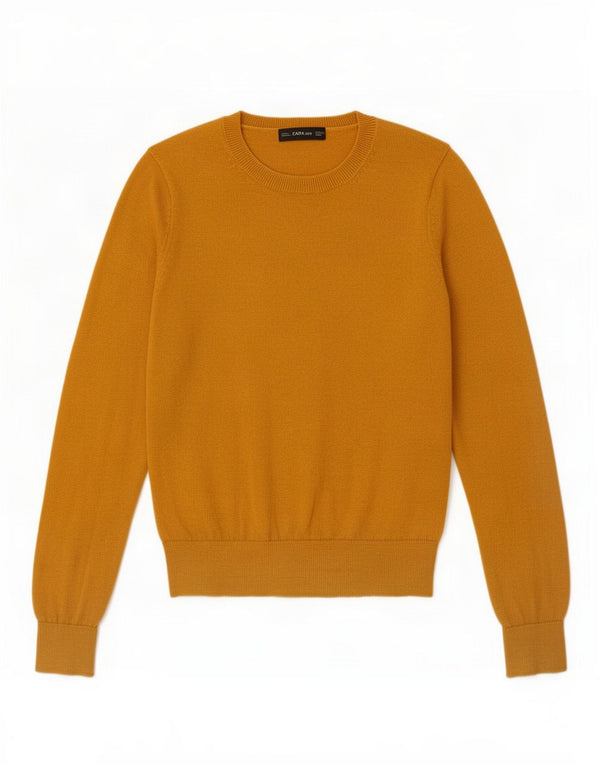 Maglione corto girocollo da donna Zara UK 10 piccolo poliestere giallo