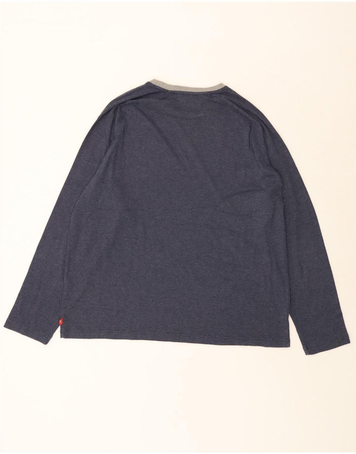 Top IZOD da uomo a maniche lunghe XL in cotone blu navy