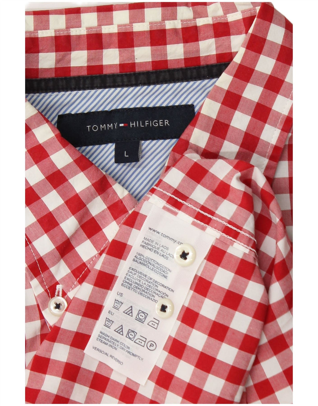 Camicia da uomo Tommy Hilfiger grande in cotone a quadretti rossi