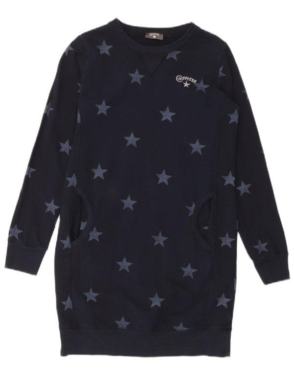 Converse Abito maglione da donna in felpa UK 10 Small Blu navy geometrico