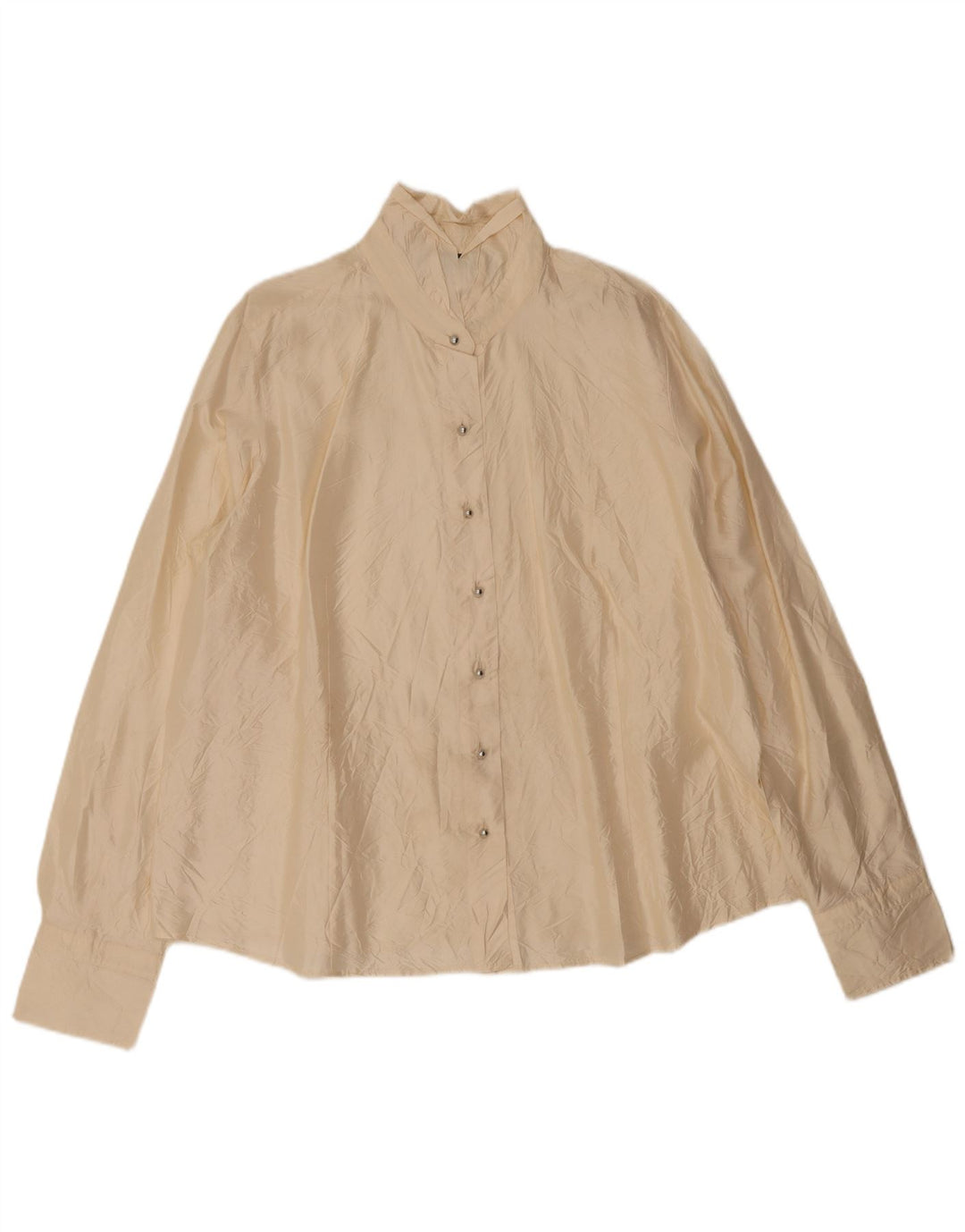 Marina Rinaldi Camicia Oversize da Donna Camicetta Taglia 27 Large Beige Seta