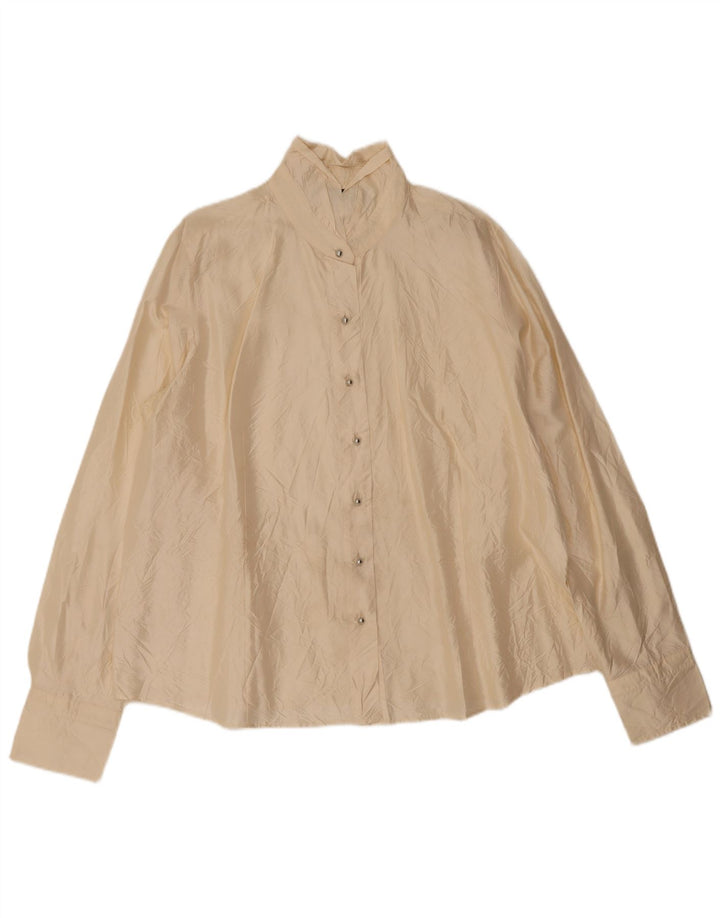 Marina Rinaldi Camicia Oversize da Donna Camicetta Taglia 27 Large Beige Seta