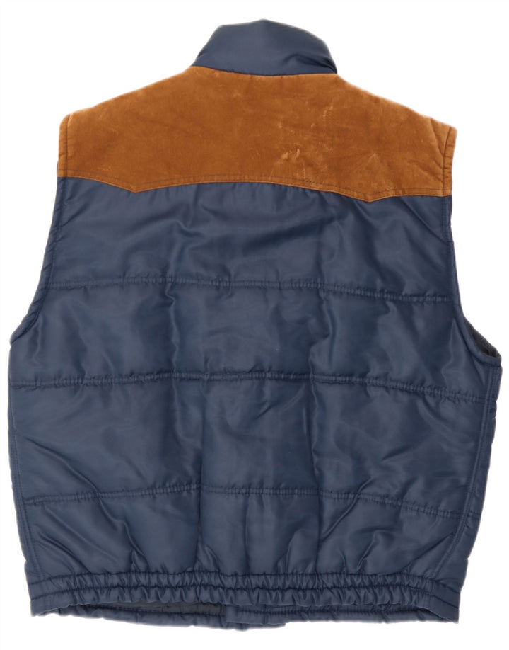 Gilet imbottito da uomo vintage UK 38 medio poliestere blu navy