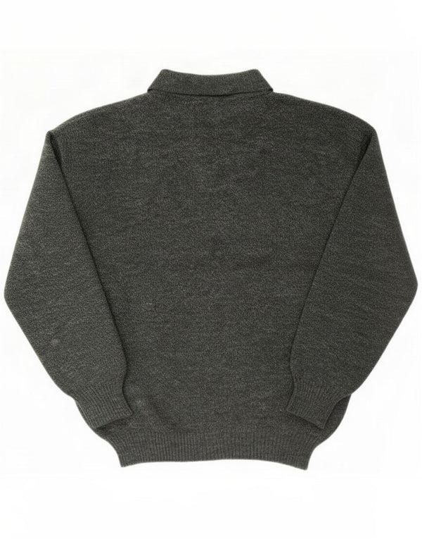 Maglione vintage da uomo con collo alto IT 54 XL Lana verde a rombi/diamante