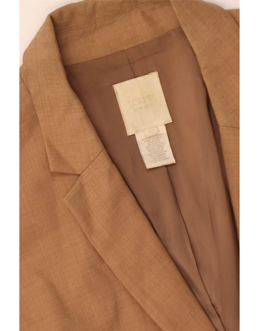 Giacca blazer a 2 bottoni da donna J. Crew US 10 Large in lana marrone