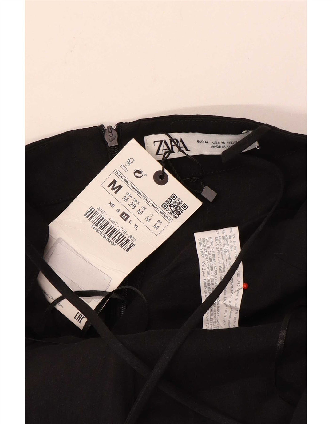 Abito sottoveste da donna Zara UK 12 lino medio nero