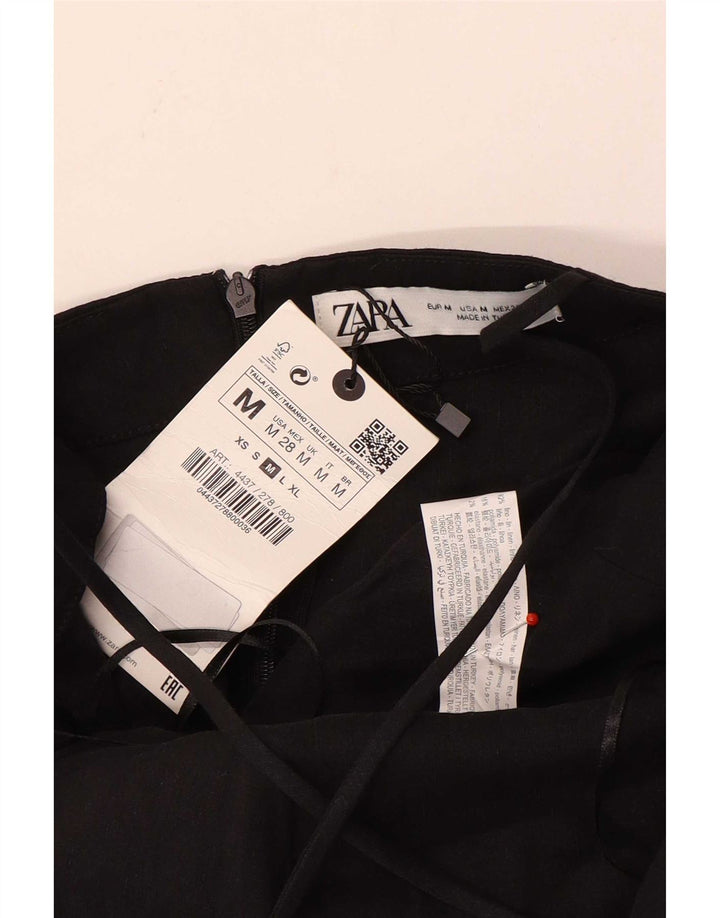 Abito sottoveste da donna Zara UK 12 lino medio nero