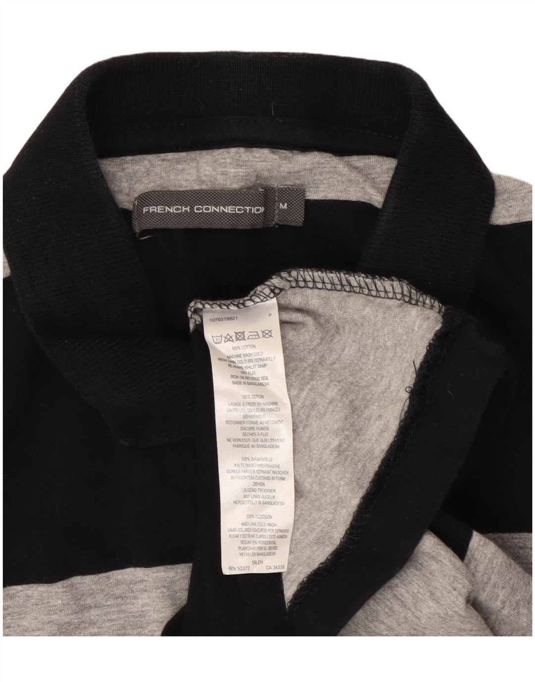 Polo da uomo French Connection in cotone a righe grigio medio