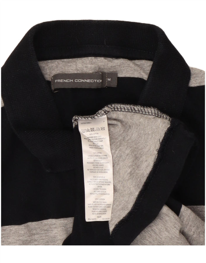 Polo da uomo French Connection in cotone a righe grigio medio