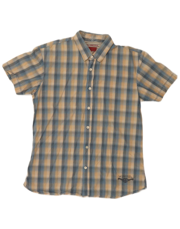 LEVI'S Camicia a maniche corte da uomo in cotone a quadri blu medio
