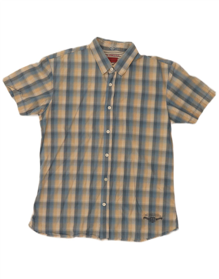 LEVI'S Camicia a maniche corte da uomo in cotone a quadri blu medio