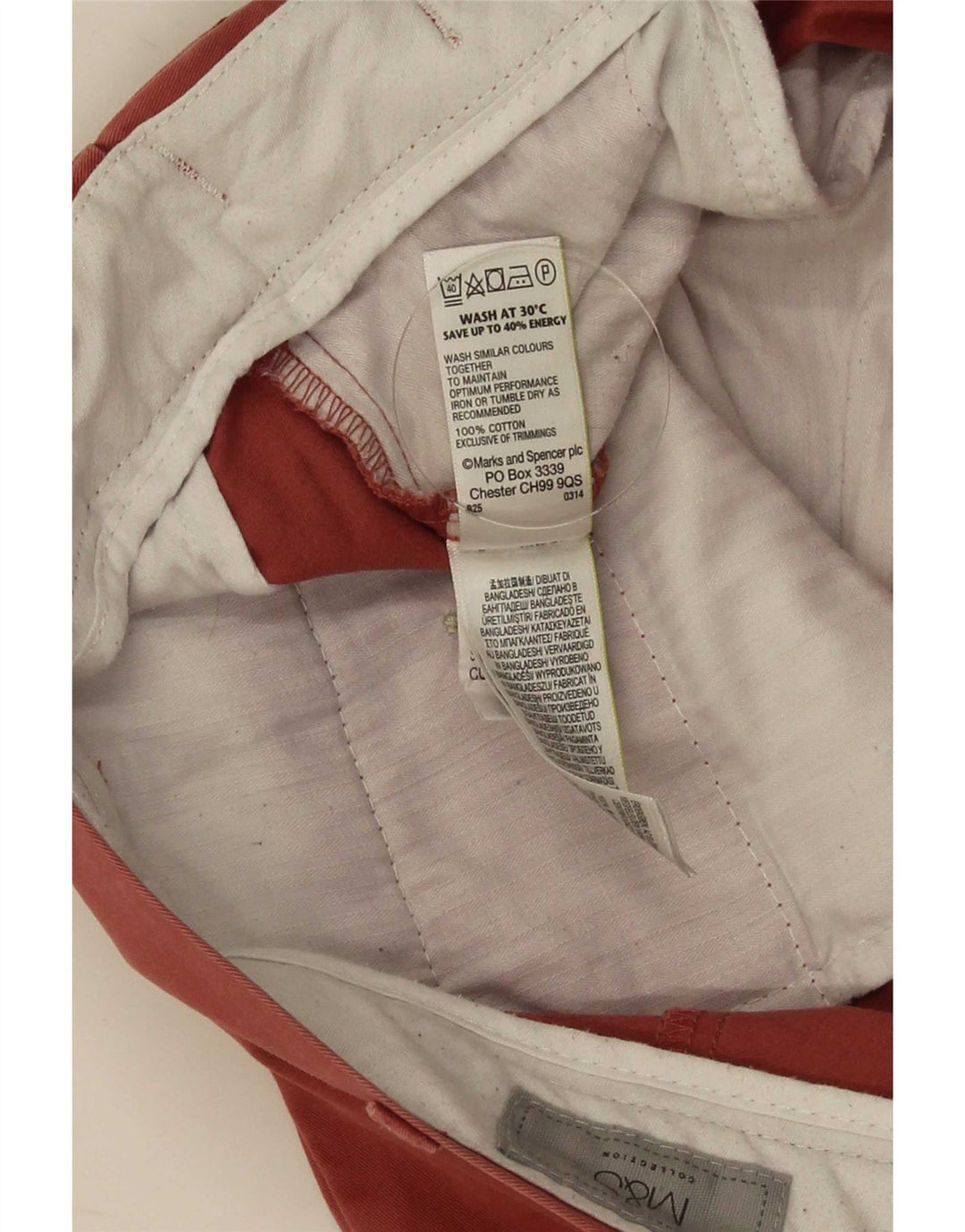 Pantaloncini chino da uomo Marks & Spencer W38 XL cotone rosso