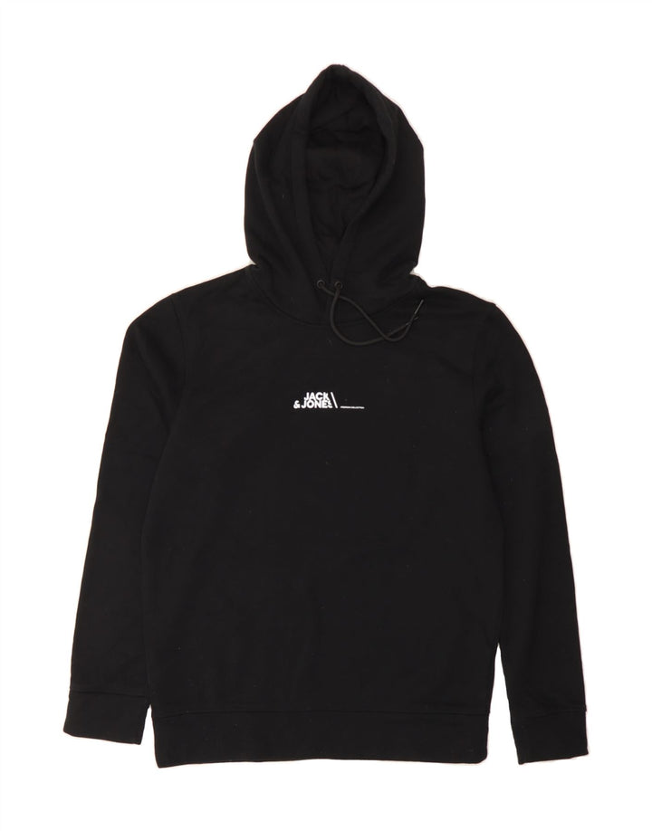 JACK & JONES Mens Hoodie Jumper Medium Black Polyester Vintage Jack & Jones and Second-Hand Jack & Jones from Messina Hembry 