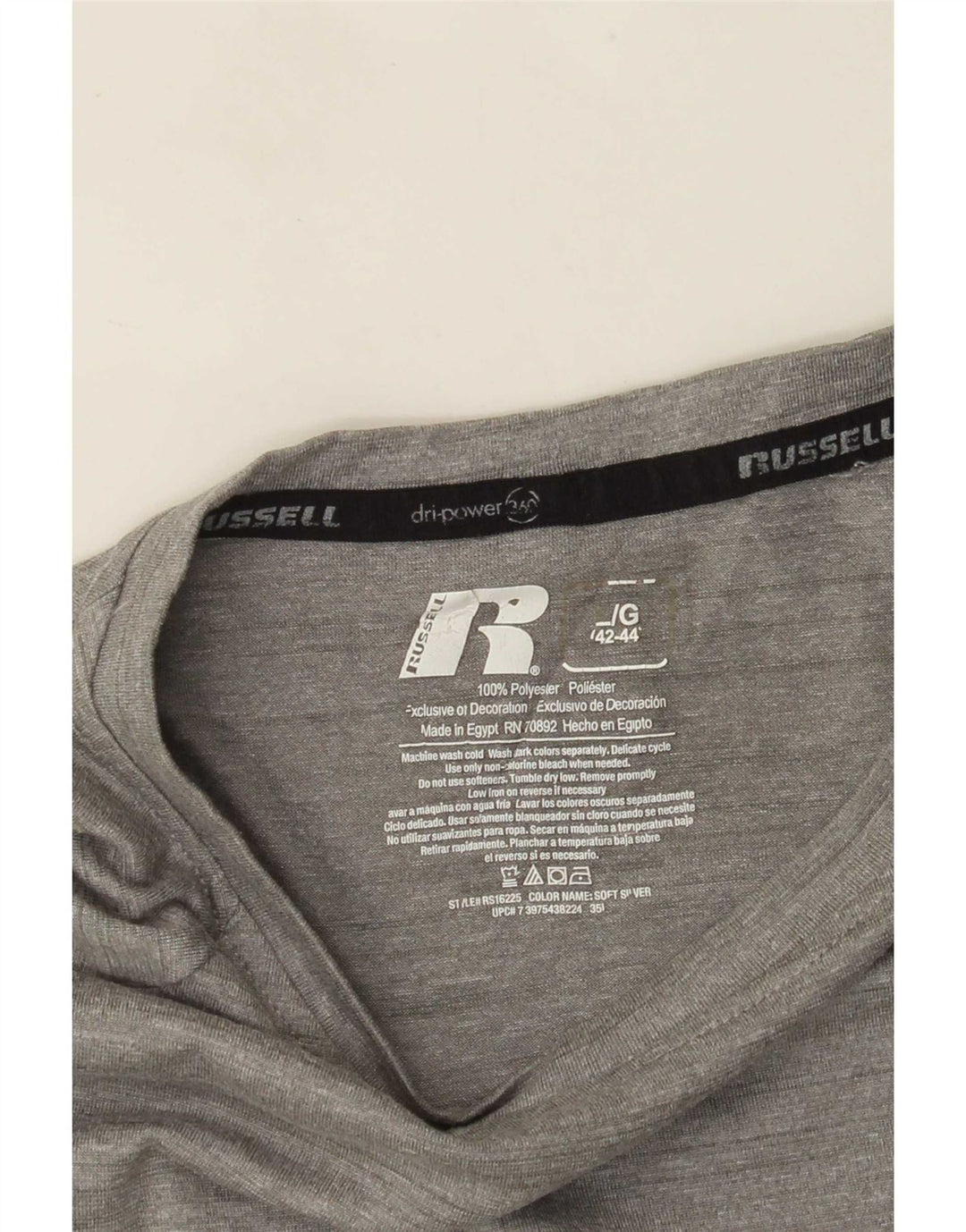 T-shirt da uomo Russell Athletic Top UK 42/44 grande poliestere grigio