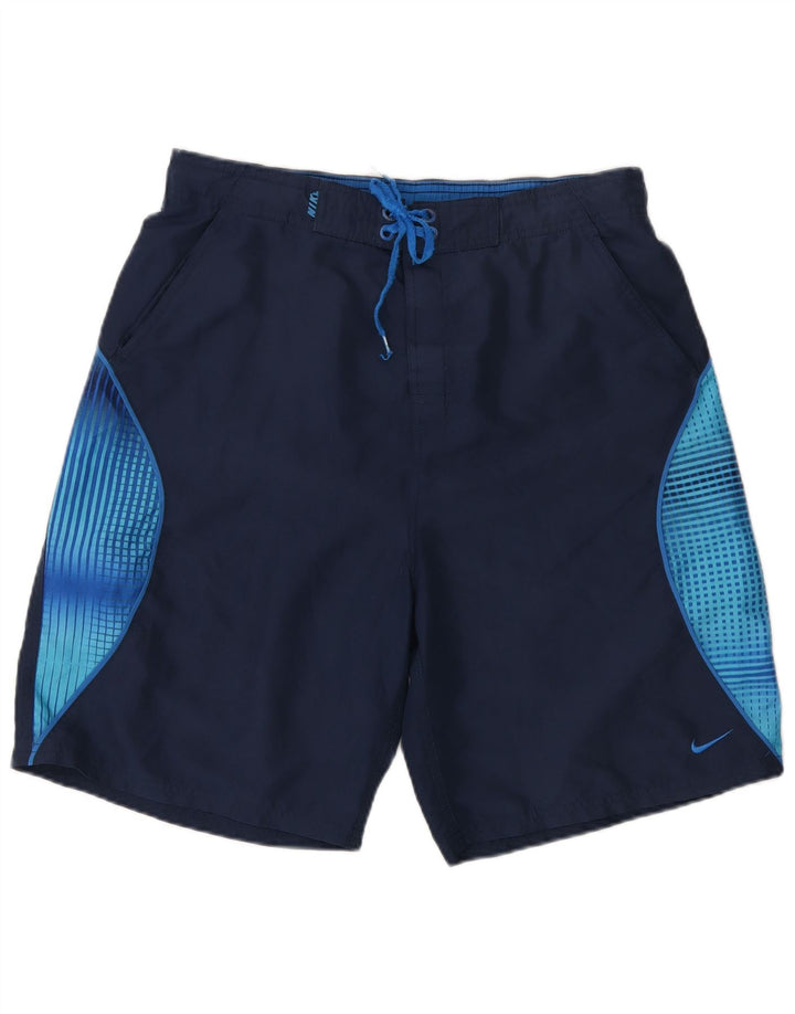 Pantaloncini da bagno Nike da uomo piccoli in poliestere color block blu navy