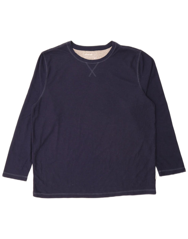 Eddie Bauer Top da uomo a maniche lunghe XL in poliestere blu navy