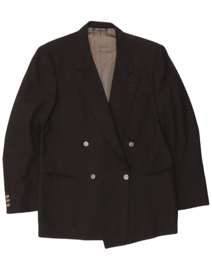 Giacca Blazer Doppiopetto Uomo Reda IT 50 Large Nera in Lana Vergine