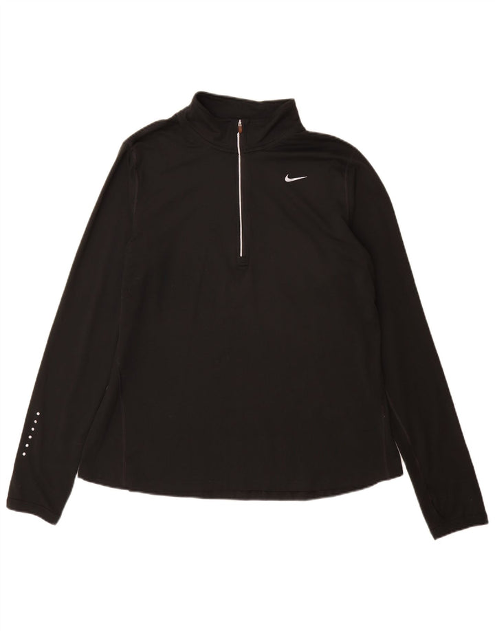 Maglia da tuta pullover con zip e collo Nike Dri Fit da donna UK 16 grande nera