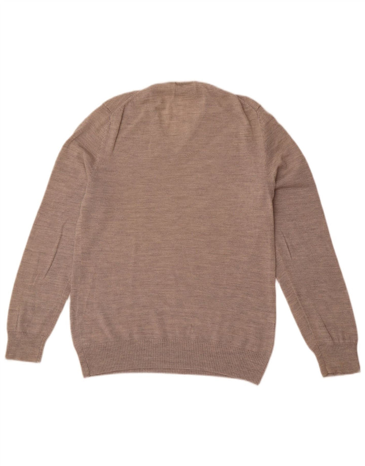 Maglione maglione con scollo a V da uomo Calvin Klein grigio medio in lana merino