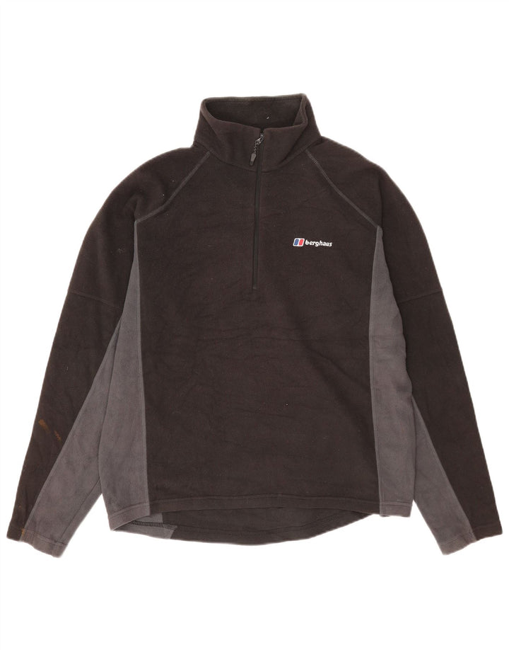 Maglione in pile da uomo Berghaus con zip e collo, grande, in poliestere color block nero