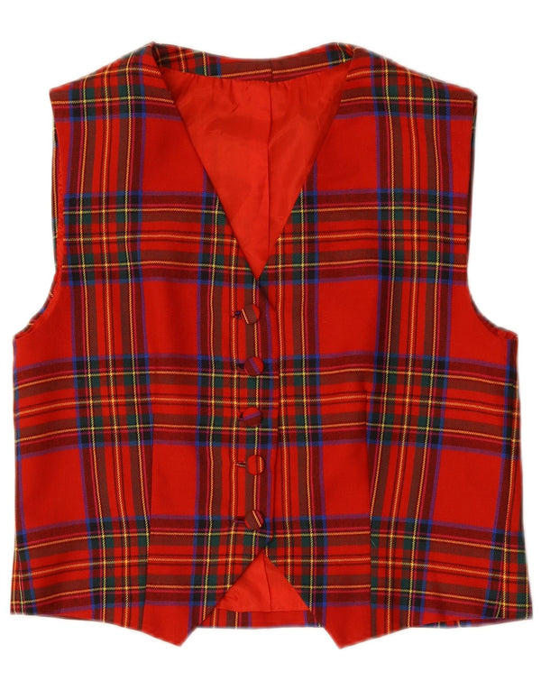 Gilet da donna VINTAGE UK 14 medio rosso a quadri