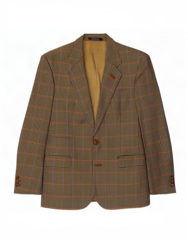 Giacca blazer da uomo a 2 bottoni Dack's UK 38 Lana pied de poule marrone medio