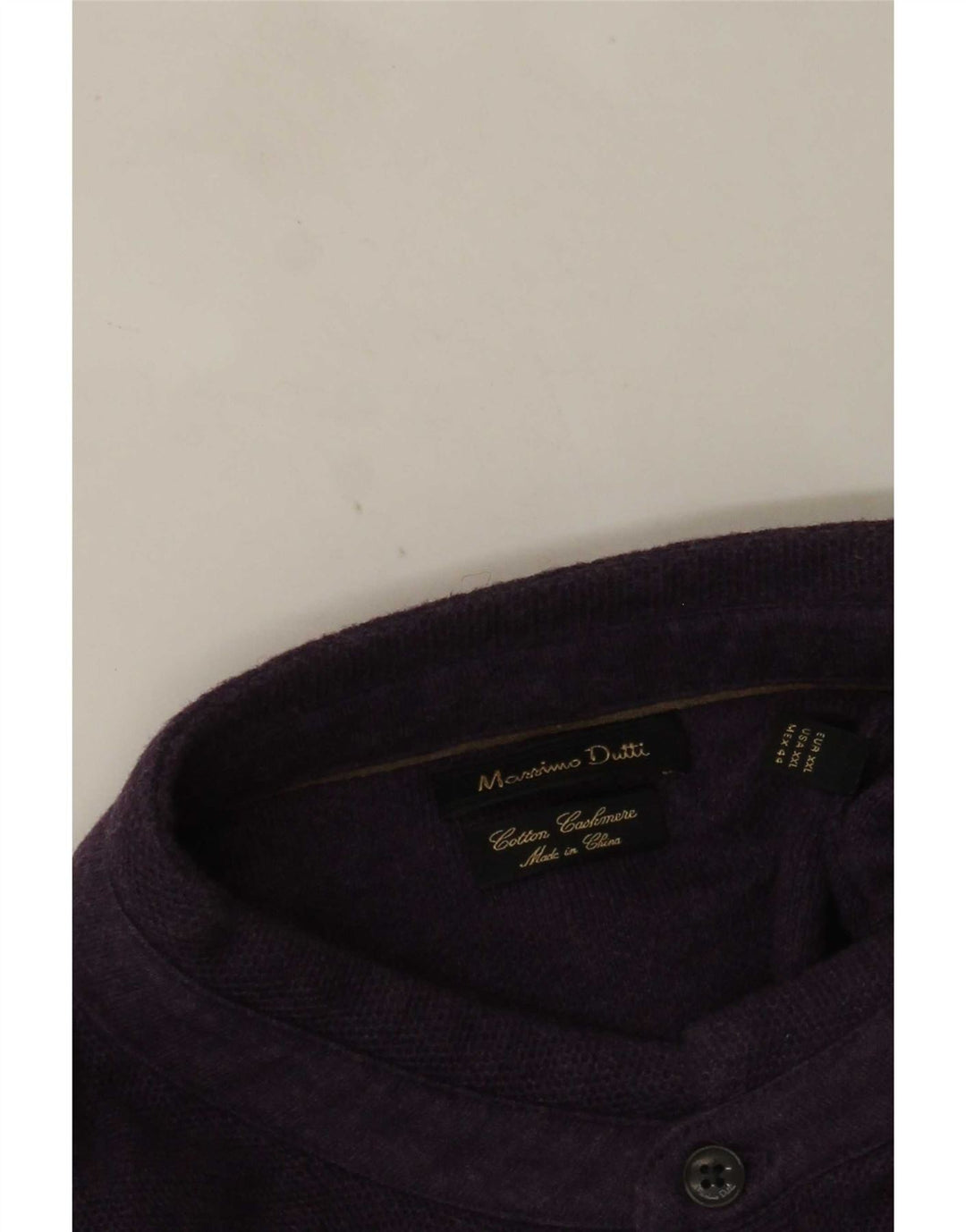 Maglione da uomo con collo a bottoni Massimo Dutti 2XL cotone viola