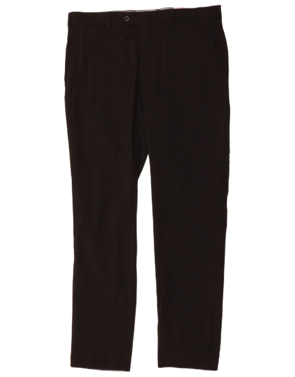 MASSIMO DUTTI Pantaloni da abito slim da uomo EU 44 Large W34 L31 Lana nera