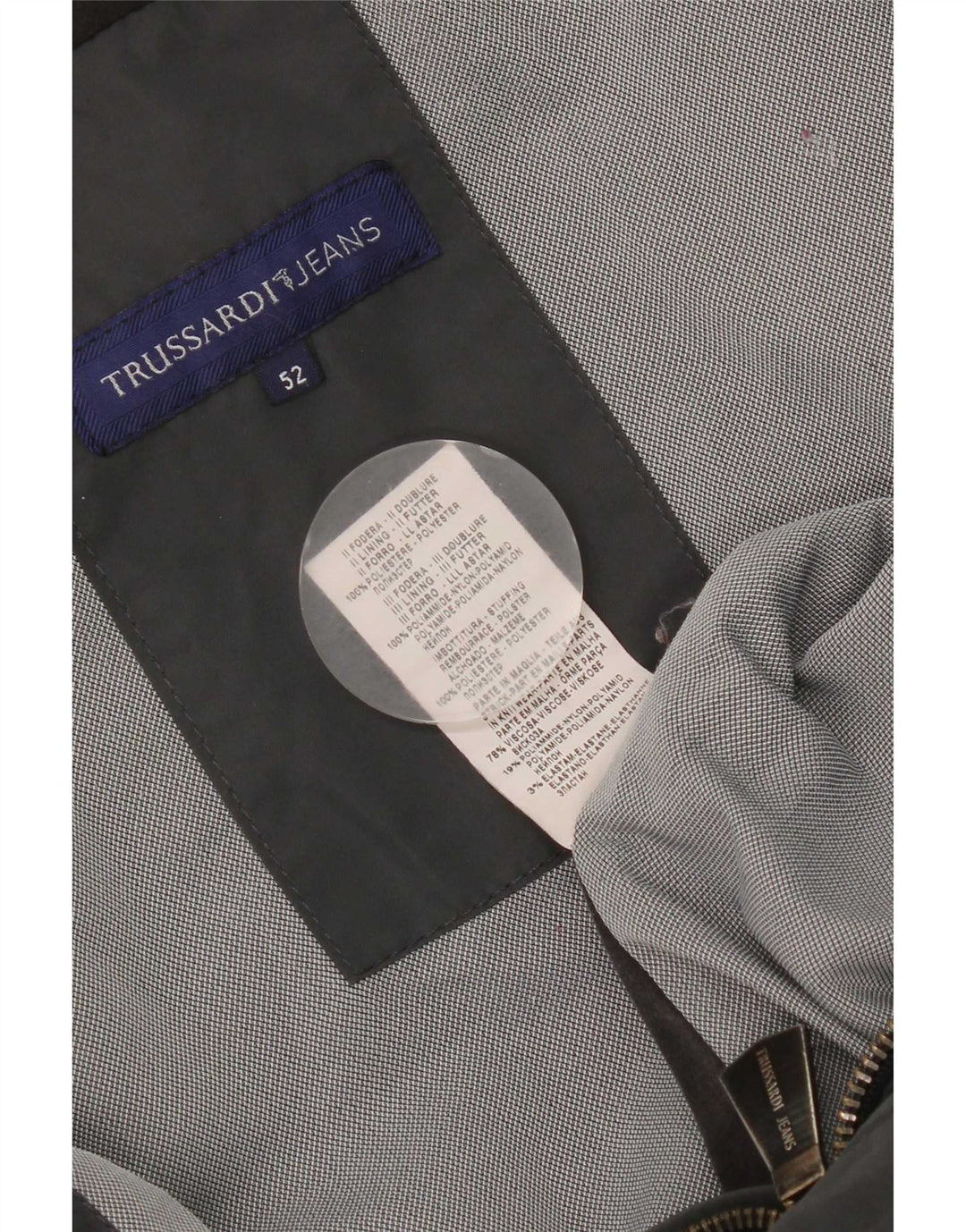 Giubbotto Imbottito Uomo Trussardi Jeans con Cappuccio IT 52 XL Poliestere Grigio