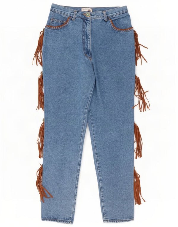 Ermanno Daelli Jeans Western da Donna a Vita Alta IT 46 Large W30 L30 Blu