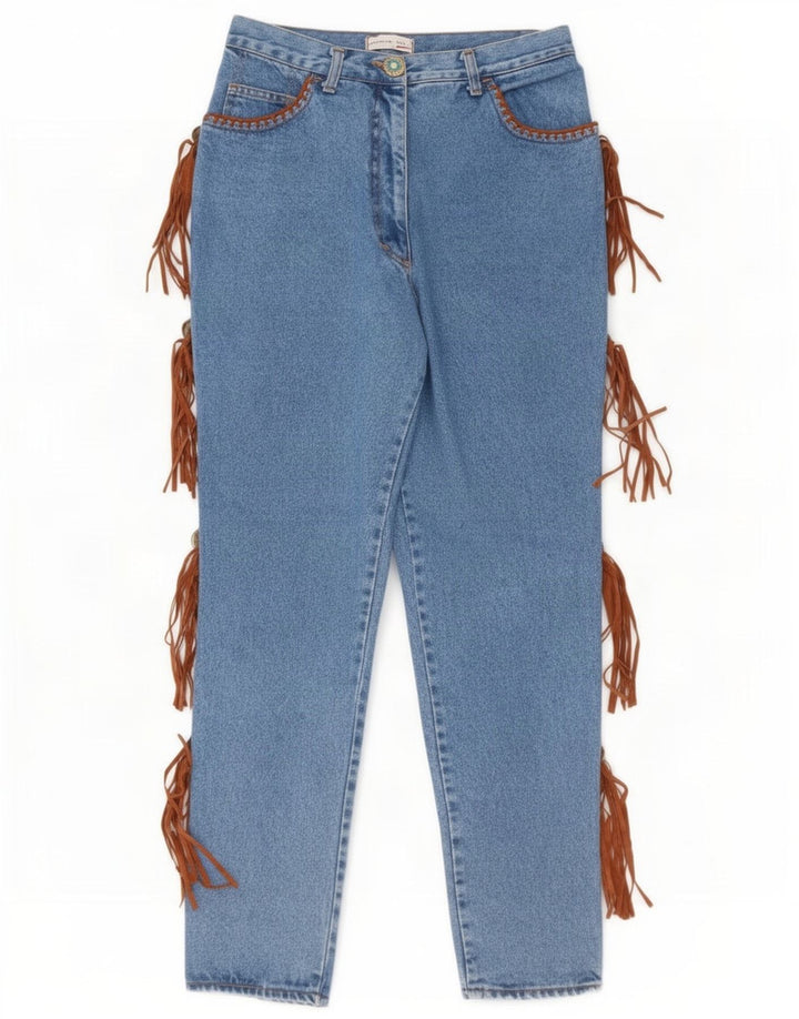 Ermanno Daelli Jeans Western da Donna a Vita Alta IT 46 Large W30 L30 Blu