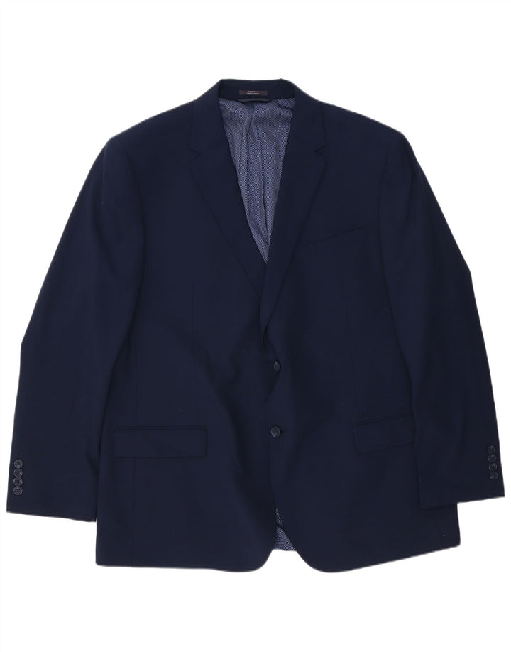 Giacca blazer lunga a 2 bottoni Marks & Spencer da uomo UK 48 4XL Lana blu navy