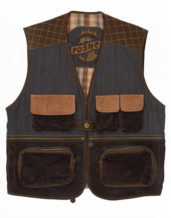 Gilet da uomo Rosner UK 40 Large Blu Colourblock in cotone
