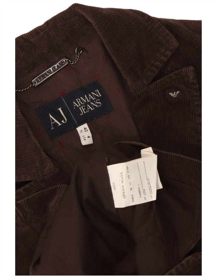Giacca blazer in velluto a coste a 3 bottoni da donna Armani Jeans EU 40 Marrone medio