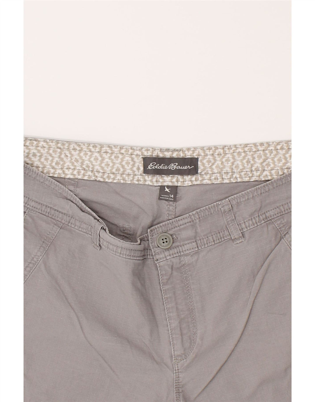 EDDIE BAUER Womens Cargo Shorts US 14 XL W34 Grey Cotton Vintage Eddie Bauer and Second-Hand Eddie Bauer from Messina Hembry 
