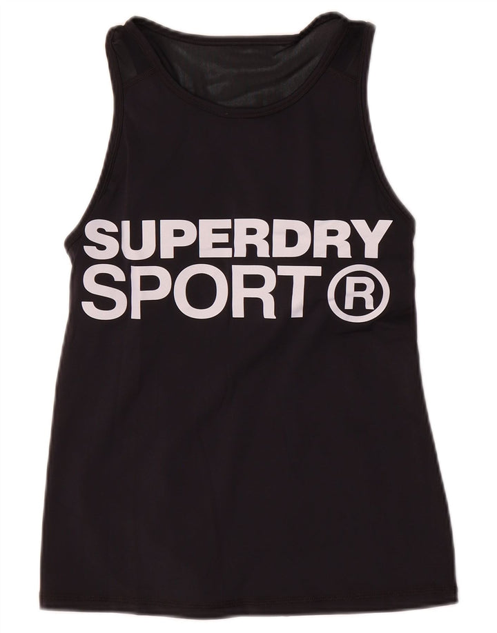 Canotta grafica da donna Superdry UK 10 piccola in nylon nero