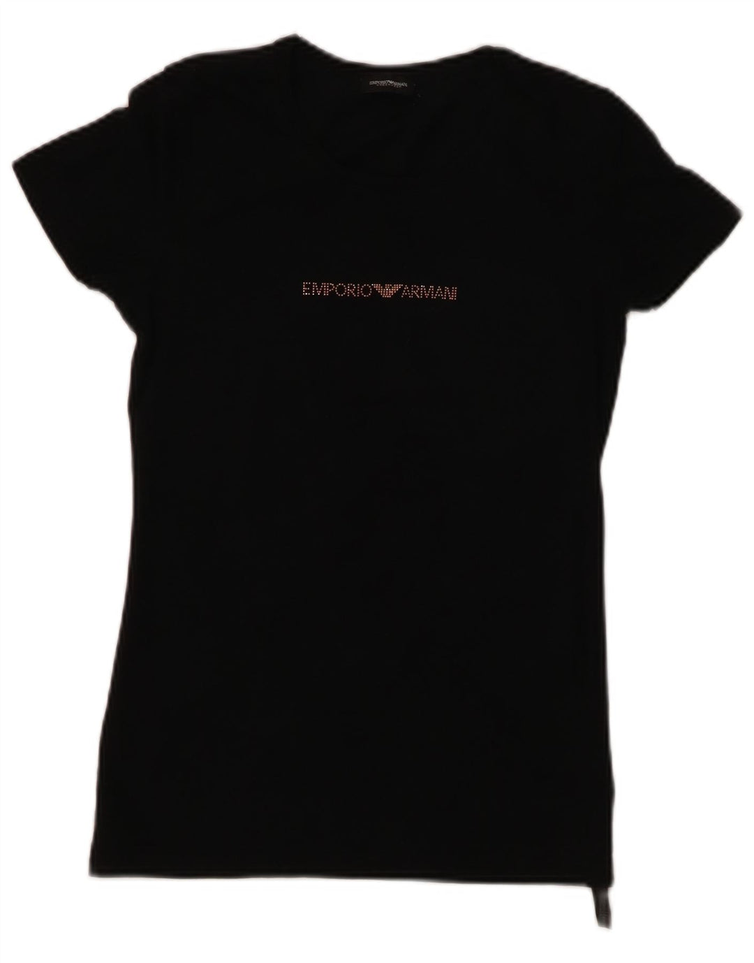 T-shirt grafica da donna EMPORIO ARMANI UK 8 piccola in cotone nero