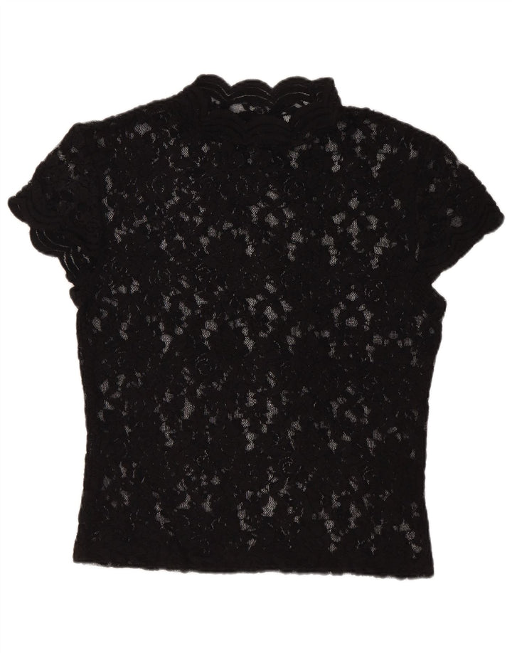 Top corto in camicetta di pizzo da donna Zara UK 12 medio nero floreale