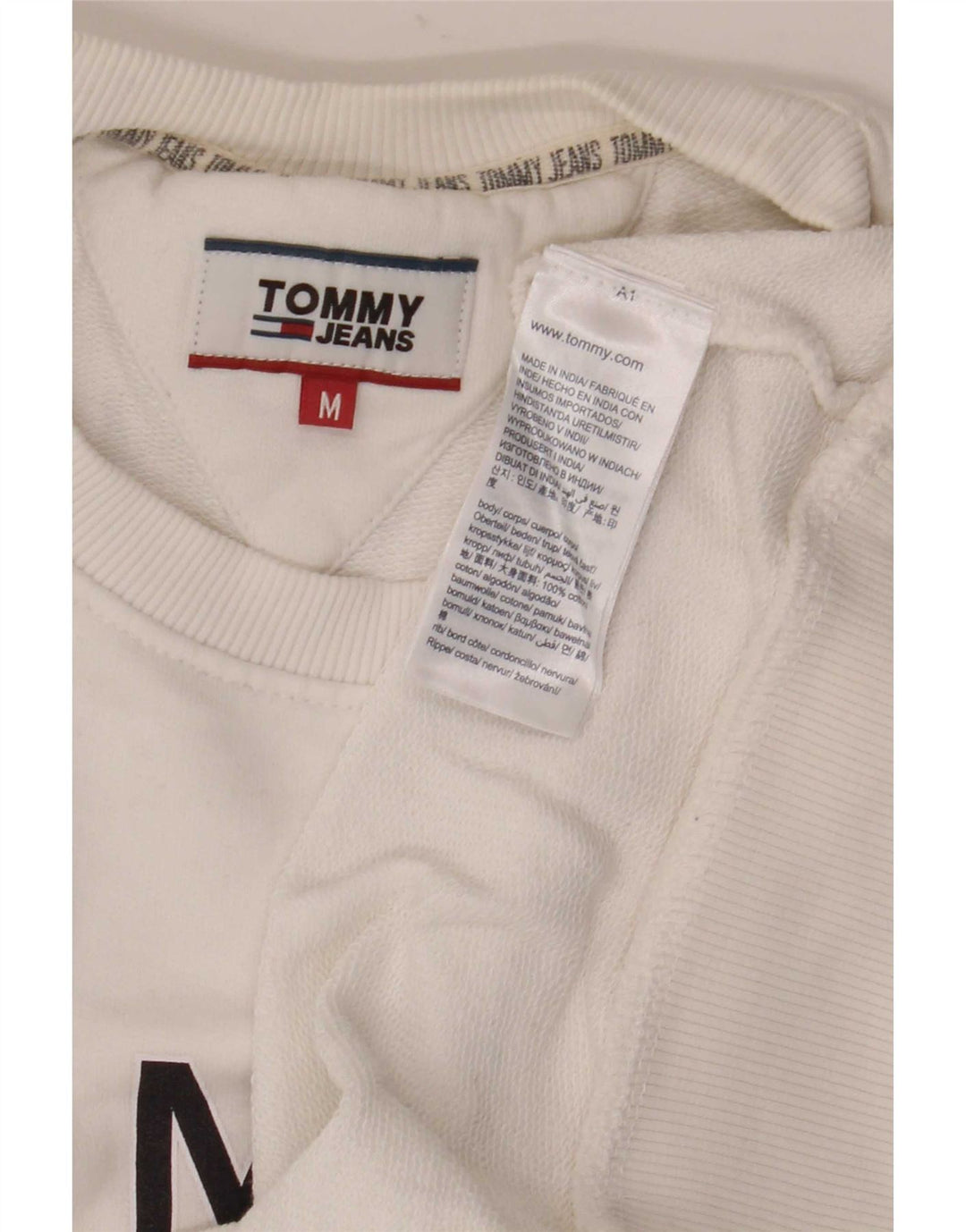 Felpa grafica da uomo Tommy Hilfiger Maglione cotone bianco medio