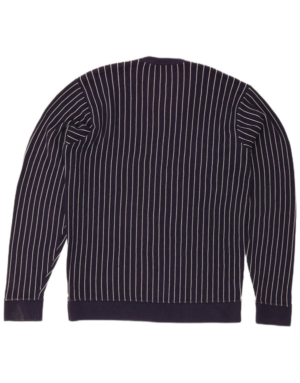 Maglione maglione da uomo con scollo a V Lacoste taglia 4 medio a righe blu navy