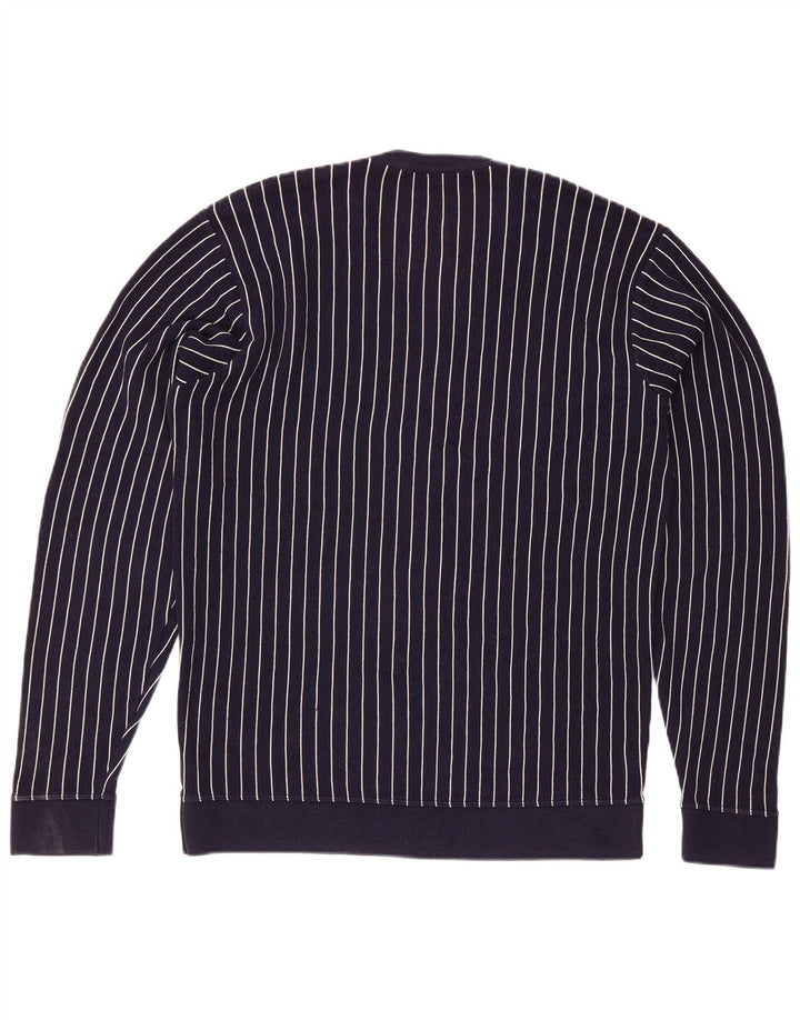 Maglione maglione da uomo con scollo a V Lacoste taglia 4 medio a righe blu navy