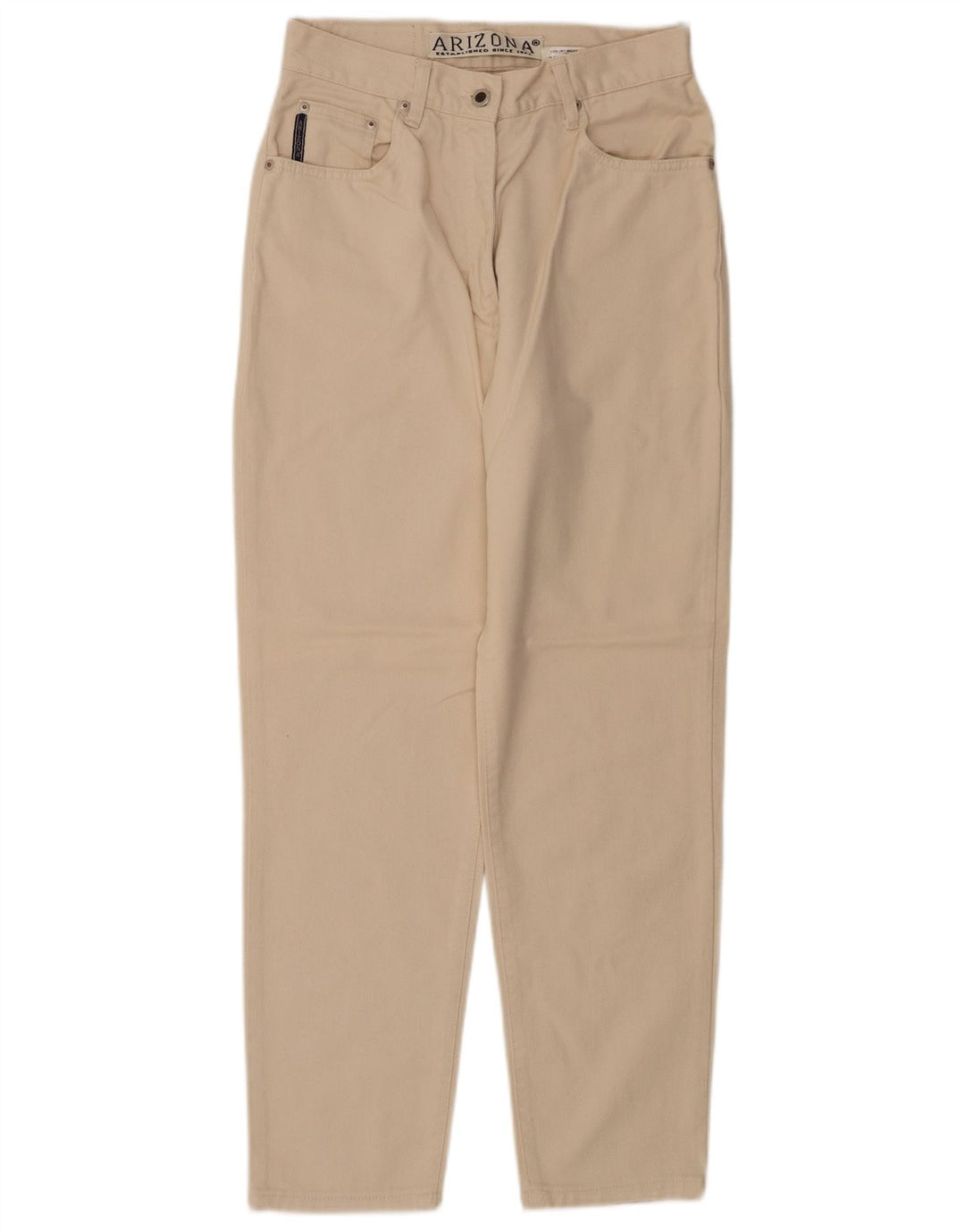 ARIZONA Pantaloni casual affusolati a vita alta da donna W28 L28 Cotone beige