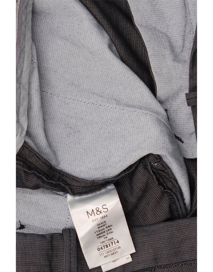 Pantaloni da abito dritti da uomo Marks & Spencer W44 L31 cotone blu navy