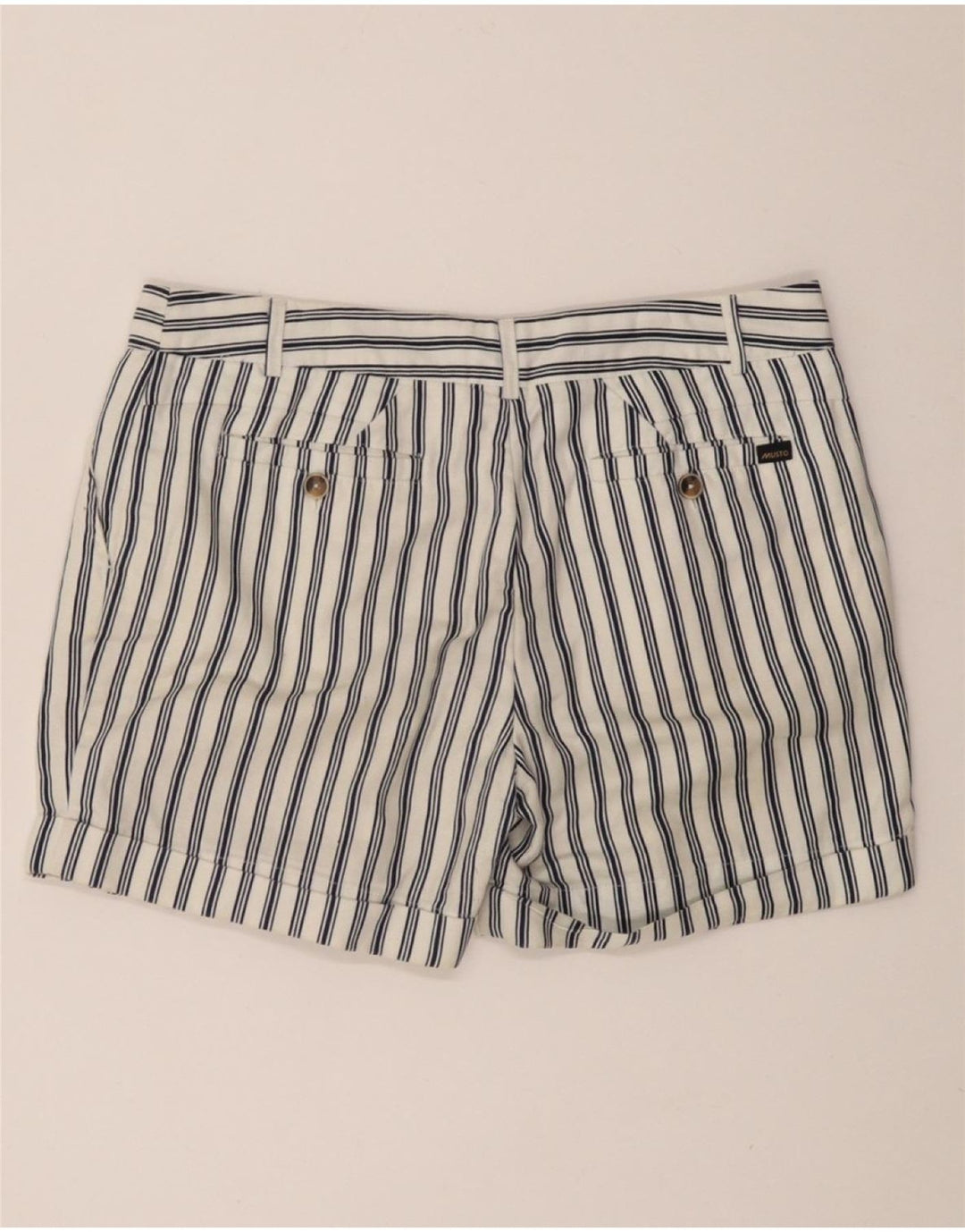 Pantaloncini chino con pegged da donna MUSTO UK 10 Small W27 cotone a righe bianche